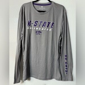 MENS COLOSSEUM K-STATE WILDCATS GREY ENDOSKELETON LONG SLEEVE T SHIRT XL